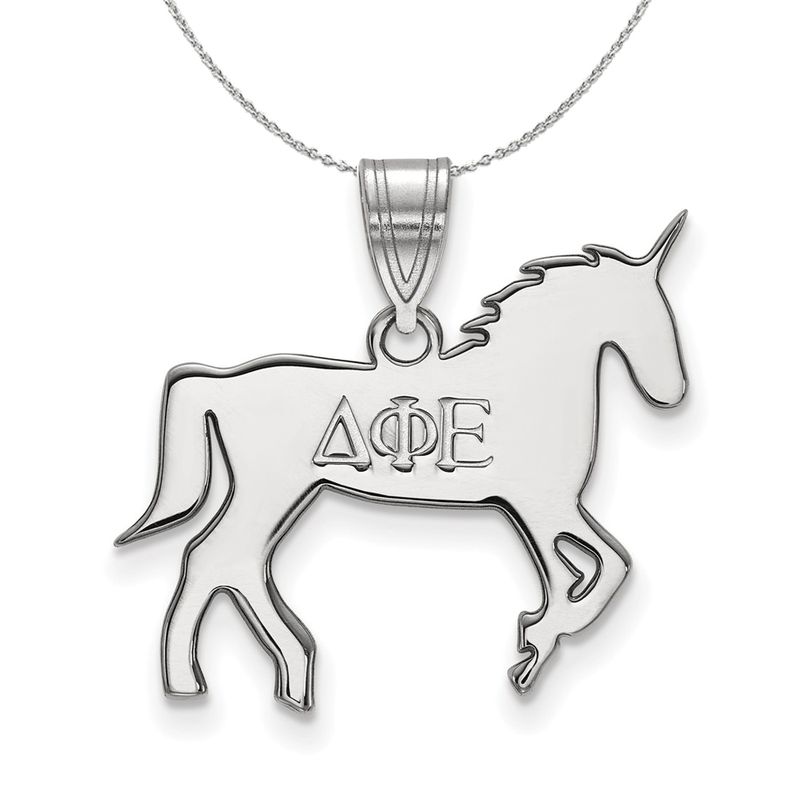 Sterling Silver Delta Phi Epsilon Medium Pendant Necklace - 16 Inch